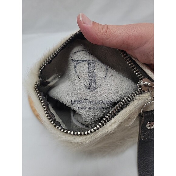 Lynn Tallerico Genuine Leather And Fur Wristlet/Clutch 9x4.5x3 - Picture 9 of 10